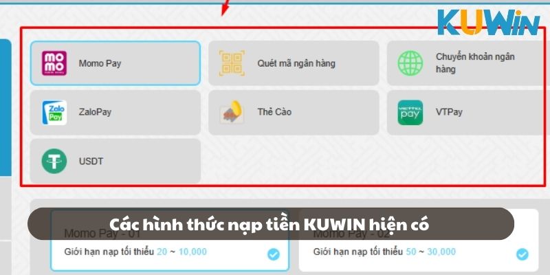 Tổng hợp các hình thức nạp tiền tiện lợi có tại nhà cái